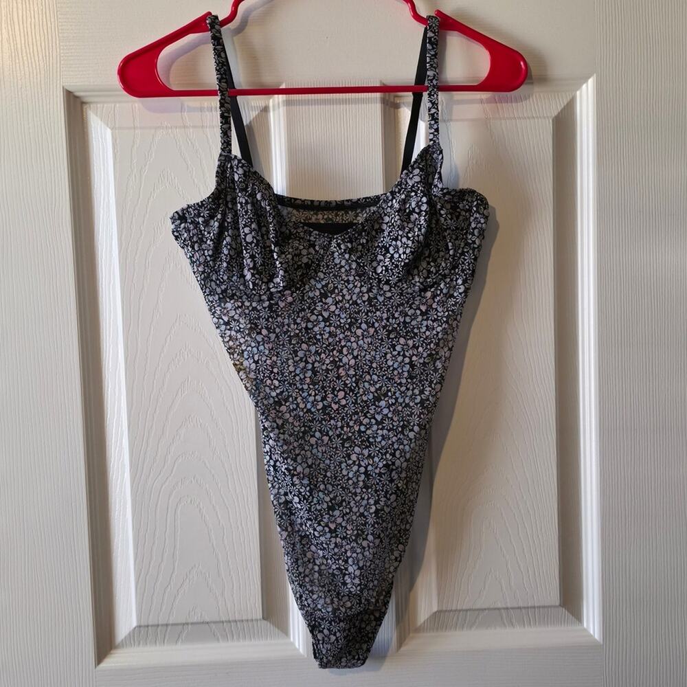 Gilly Hicks Vintage Style Sheer Mesh Floral Bodysuit Corset
